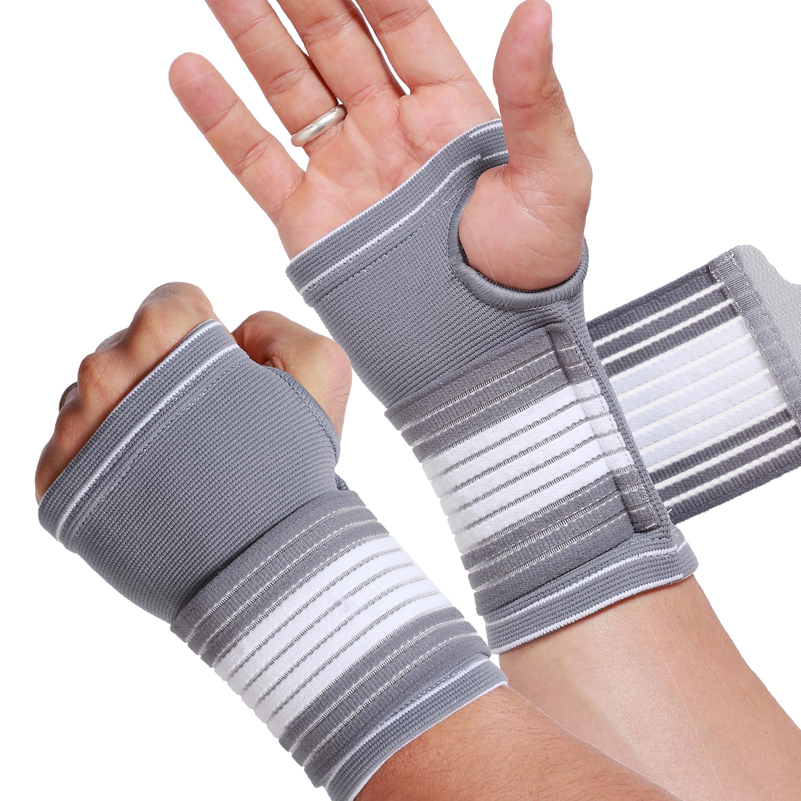 Neotech Care Hand Palm Wrist Support with Adjustable Compression Strap (Grey Colour, Size XL, 1 Pair)