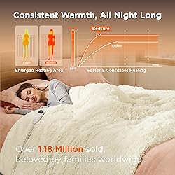 Bedsure Faux Fur Heated Blanket Twin Size, Fast