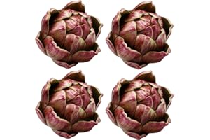 Lorigun 3.5", Artificial Artichoke, Artifical Vegetables, Plastic Fake Flower, Polyethylene Flower, Home Decor, Flower Arrangement, Christmas Decoration, Centerpiece, 4Pcs (Red)