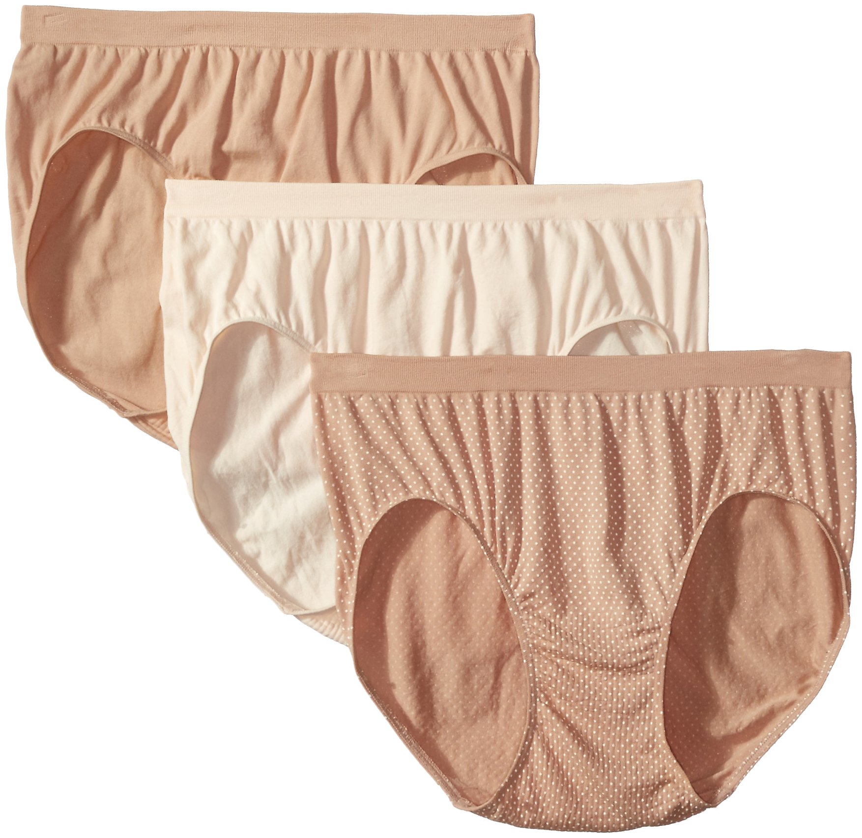 Photo 1 of Bali Women's Comfort Revolution Seamless Hipster 3 Pack, Nude/Light Beige/Nude Dot, 6/7'