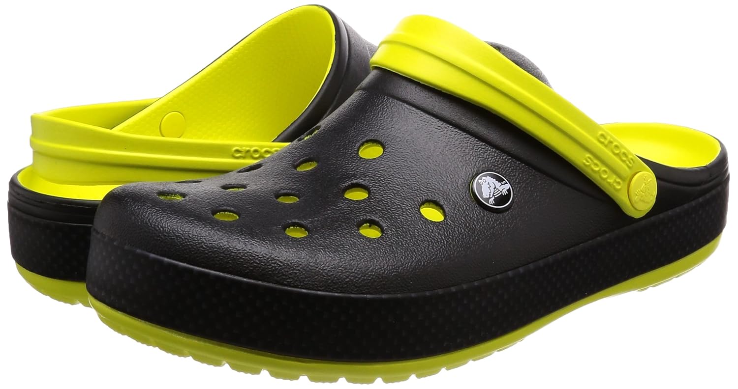crocs unisex adult crocband carbon graphic clogss yellow