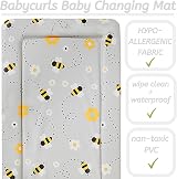 Babycurls Changing Mat with Raised Edges Grey Bee 76x45cm Waterproof view 3