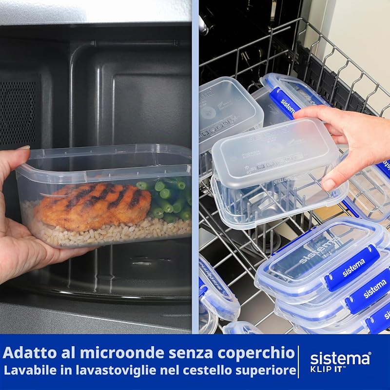 Contenitori per la conservazione degli alimenti Sistema | Contenitori per la preparazione dei pastiscatole per il pranzo e altro | Impilabili ed ermetici | 20 pz. (10 contenitori e coperchi)