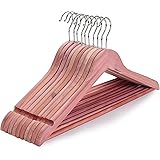 TOPIA HANGER American Red Cedar Wood Coat Hangers, Wooden Suit Hangers, 10 Pack-Natural, Smooth Cut Notches- 360°Flexible Hoo