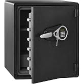 Amazon Basics Fireproof and Waterproof Safe Box with Digital Keypad Electronic Lock, Fire Resistant, Interior Lighting, Removable Shelf, for Home Use, 2.13 Cubic Feet, 24"H x 20.87"W x 19"D, Black