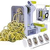 Brieftons QuickFold 5-Blade Spiralizer: 2018 Model, Versatile & Compact Foldable Vegetable Spiral Slicer, Best Veggie Pasta Spaghetti Maker for Low Carb/Paleo/Gluten-Free with Brush & 4 Recipe Ebooks
