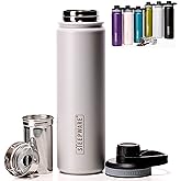 The Tea Spot Steepware Tea Tumbler,Tea Thermos, 22oz, Fog Grey- Travel Bottle with Tea Infuser for Loose Leaf Tea or Iced Coffee - Sleek Double-Walled Insulated Bottle