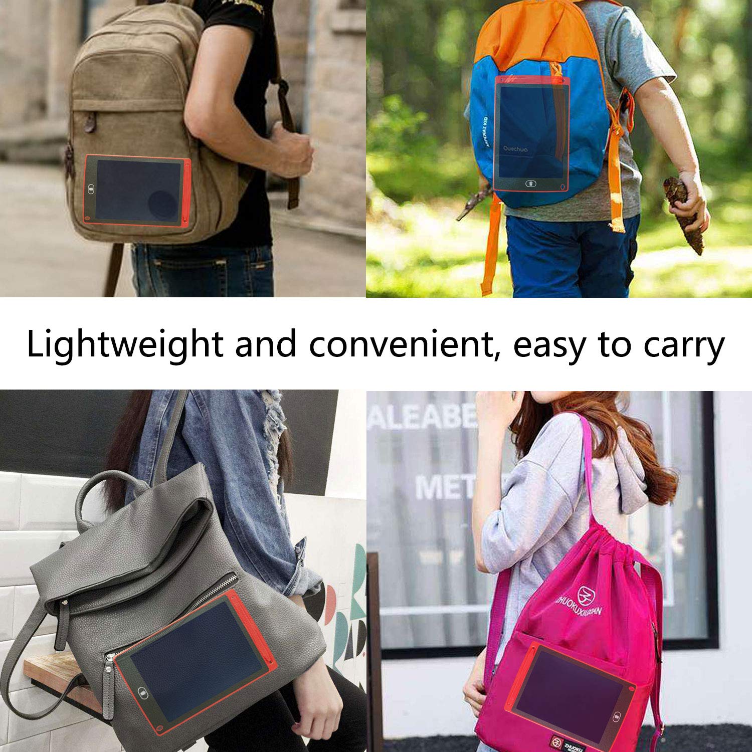 LCD Writing Tablet Doodle Writing Board erasable and Reusable Drawing pad Gifts for Kids, Adults and Students with Lock Button (8.5 inch, red)