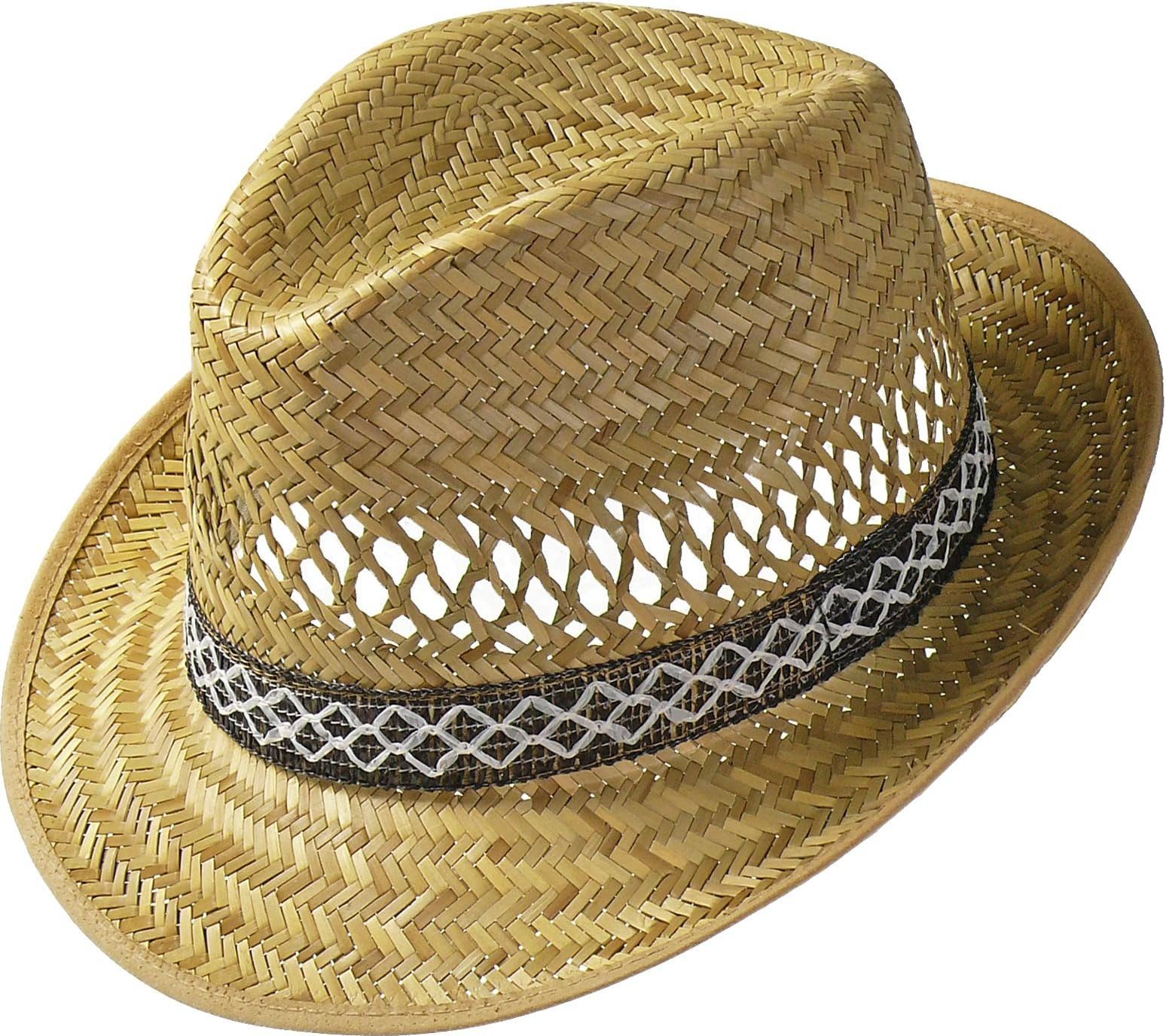 Straw Harvester Hat (Sun Protection) for Men and Women | Trilby-Style Sun hat | Straw hat for Summer on The Beach or on Holiday | Various Sizes | Natural Colour