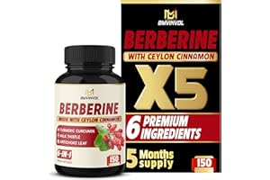 BMVINVOL Berberine Supplement Plus Ceylon Cinnamon, Turmeric Curcumin, Milk Thistle, Artichoke - 150 Capsules for 5 Month Supply - Supports Immune System