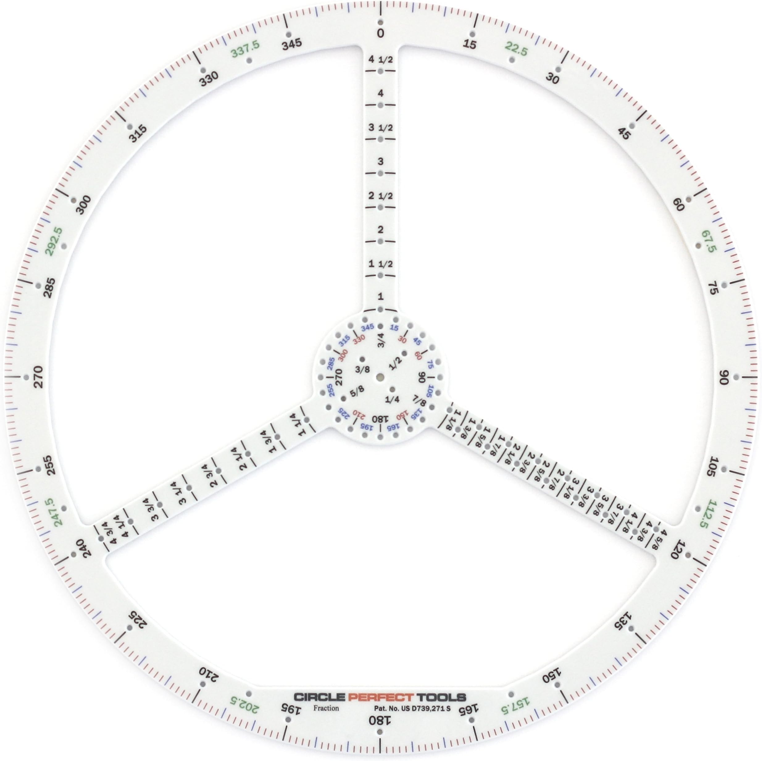 Circle Perfect Tools CPDS-104SF Small Degree Scale-Compass, Ruler, Protractor, Goniometer (Fractions)