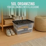Klass Home 3 x 50 Litre Storage Boxes with Lids Clear Nestable Set of 3 view 5