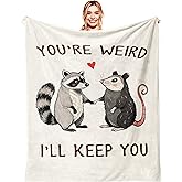 Hibolen Best Friend Birthday Gifts for Women Blanket 50"x60", Friendship Gifts for Women, Birthday Gifts for Woman Friendship, Bestie/Soul Sister Present, Raccoon and Opossum Throw