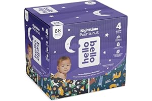 Hello Bello Disposable Overnight Diapers, Size 4, Sleepy Campers and Snoozy Sloths, Overnight Size 4, 68 Count