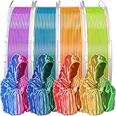 PINBALL Silk Rainbow PLA 3D Printer Filament 1.75mm Shiny Multi-Color Changing Filament 3D Printing PLA Filament Dimensional Accuracy +/- 0.02mm 250g*4 Silk Rainbow
