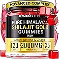 Gold Shilajit Gummies for Men & Women 3000mg - 120 Count Pure Himalayan Shilajit Gold Gummies Fulvic Acid & 85+ Trace Minerals, Ashwagnadha + Chaga