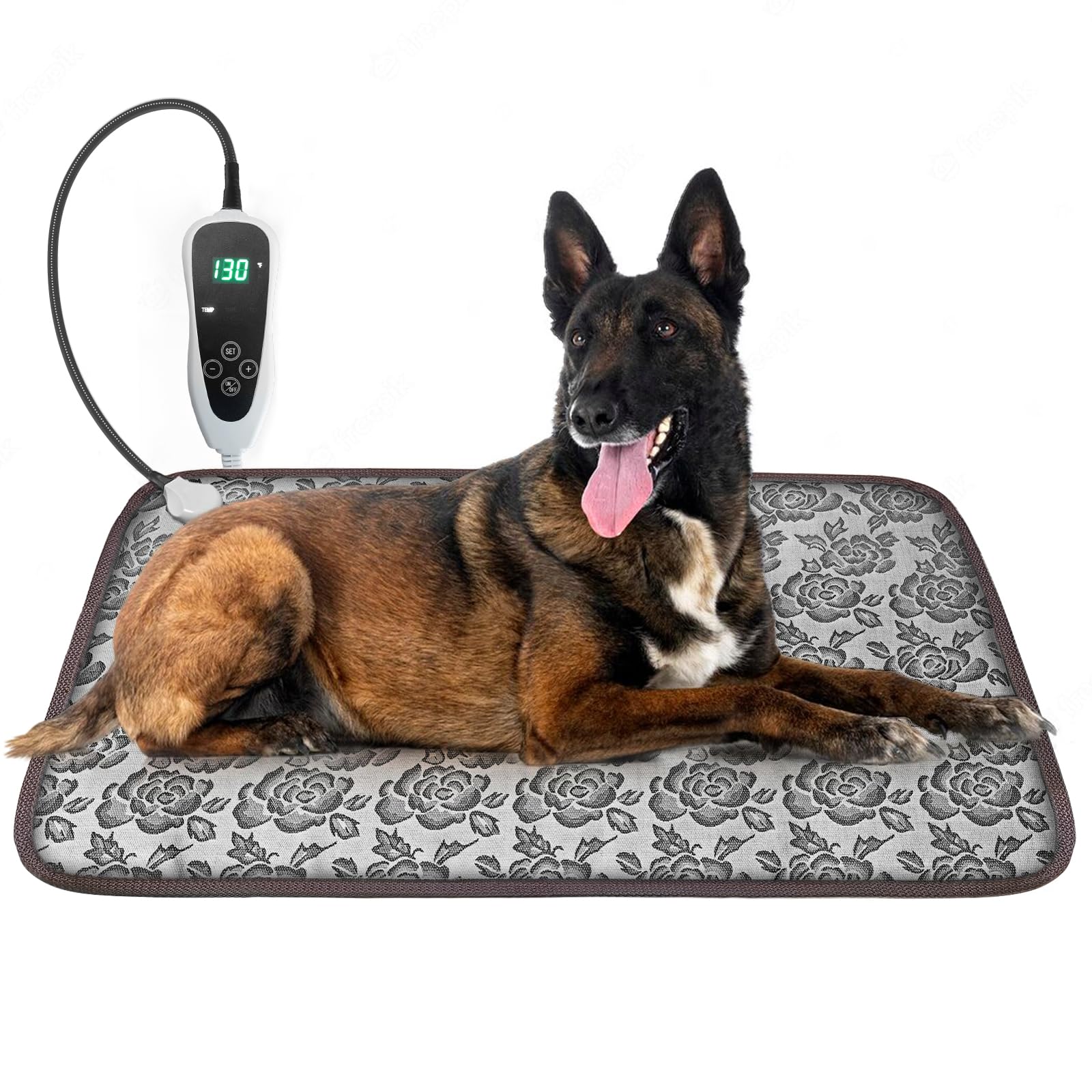 Photo 1 of GOLOPET Large Dog Heating Pad 34x21in with Smart Thermostat Switch and Power Line Protection Tube,Obtained MET and UL Dual Certification, Suitable for Dogs of All Ages-Rose