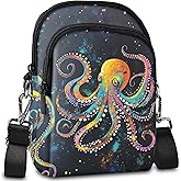 FyLybois Octopus Crossbody Purse Small Crossbody Bags for Women Stylish Phone Bag Waterproof Wallet with Card Slots Adjustable Strap