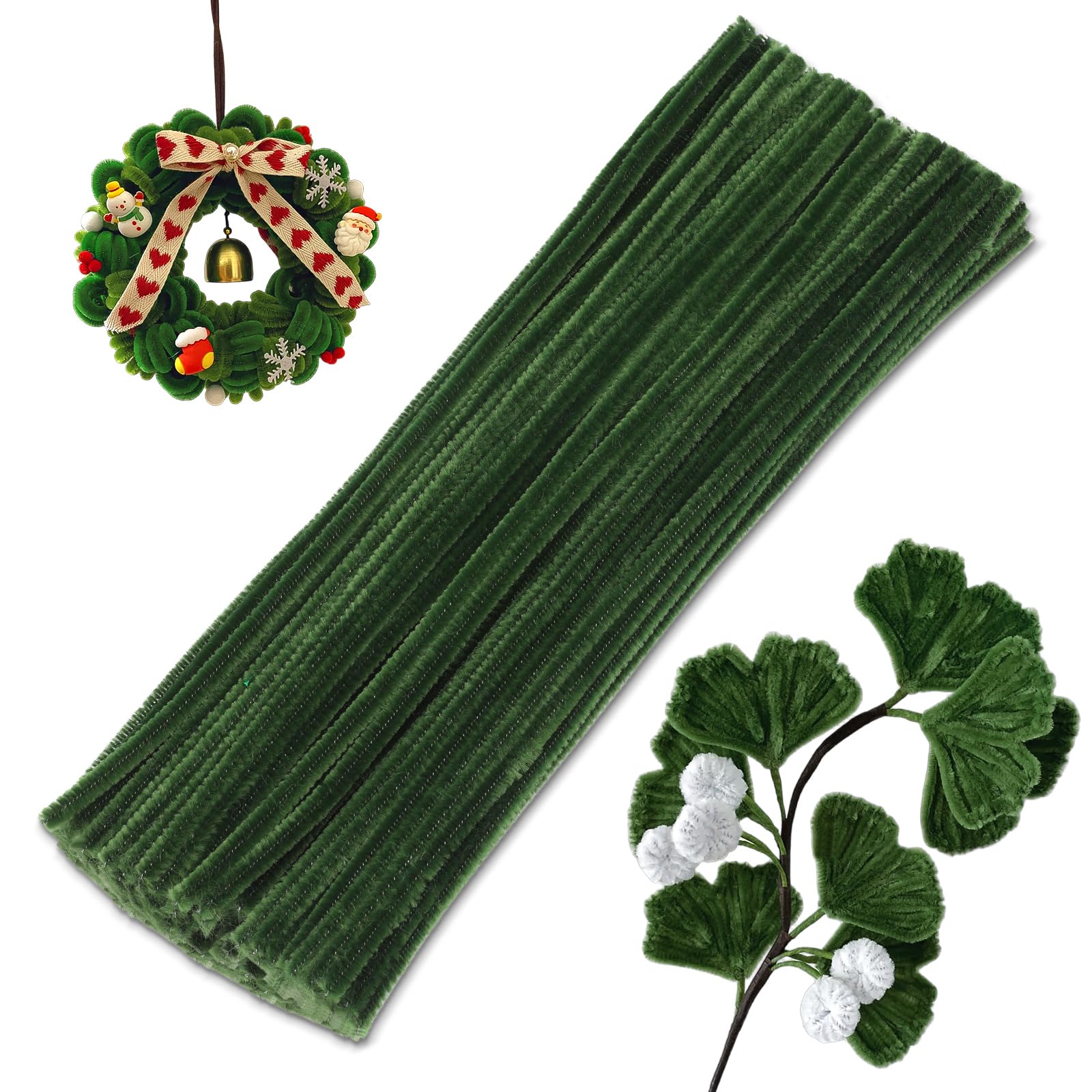 Photo 1 of 100 Pieces  Cleaners Craft, Sage Green Pipe Cleaners, Chenille Stems for Classroom Craft Supplies Hair Flowers