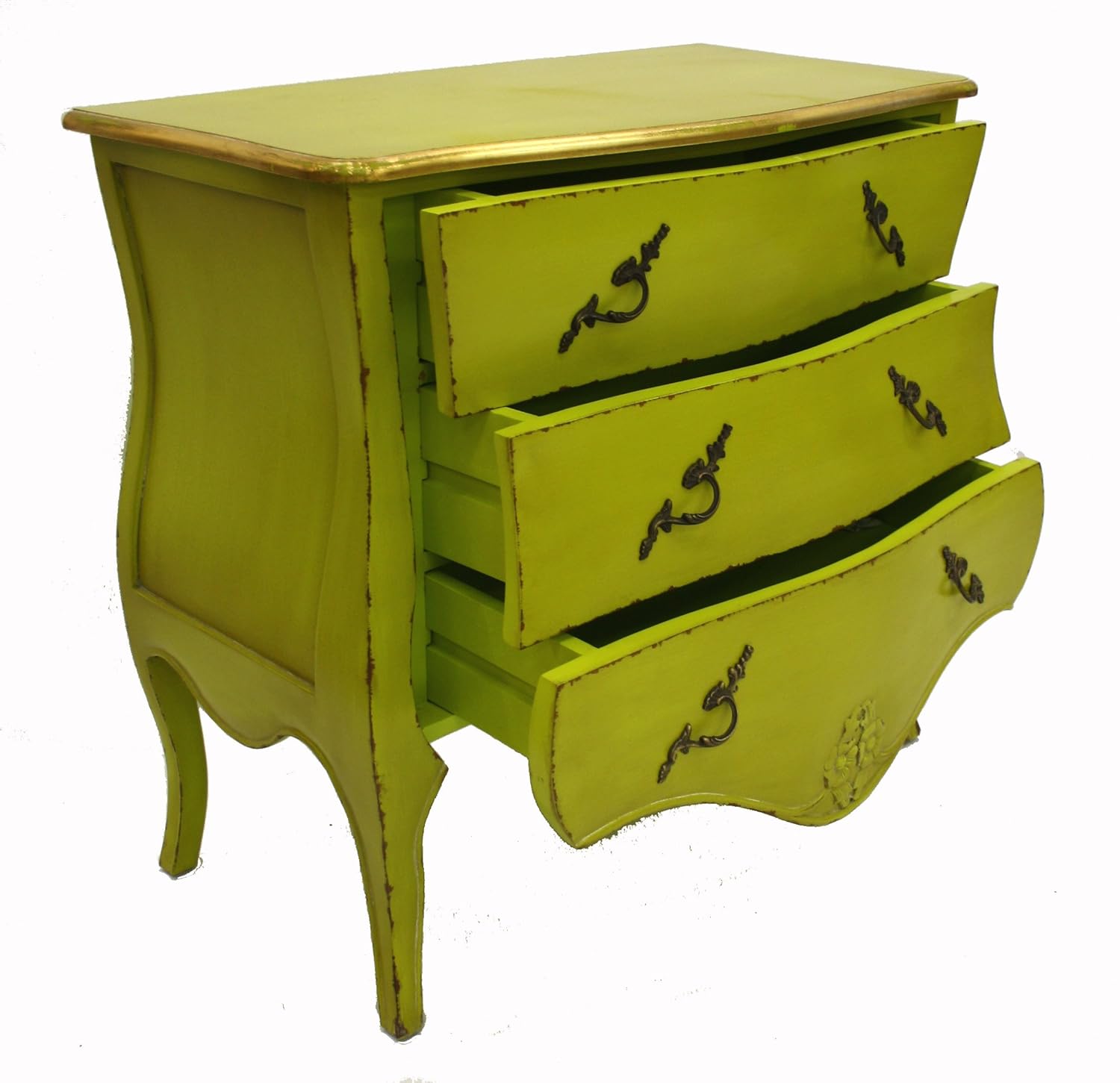French Furniture Chic Parisian Green 3 Drawer Chest Painted Funky