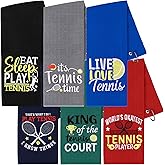DAVAXI 6 Pcs Tennis Towel 16 x 24 Inch Funny Soft Embroidered Towels Hand Towel with Carabiner Clip Player Towels Tennis Gifts for Men Women Team Sports Court Accessories Gift