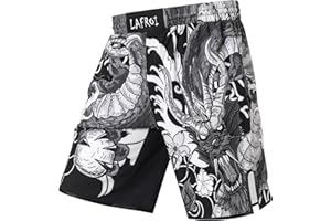 LAFROI Mens Boxing Shorts Jiu Jitsu MMA Cross Training Fighting Trunks Activewear with Drawstring-QJK06