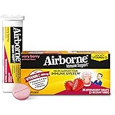 Vitamin C 1000mg (per serving) - Airborne Very Berry Effervescent Tablets (36 count in a box), Gluten-Free Immune Support Supplement, With Vitamins A C E, ZINC, Selenium, Echinacea & Ginger