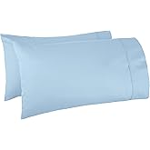 Amazon Basics 400 Thread Count Cotton Pillow Case, King, Smoke Blue - Set of 2, 40"L x 20"W