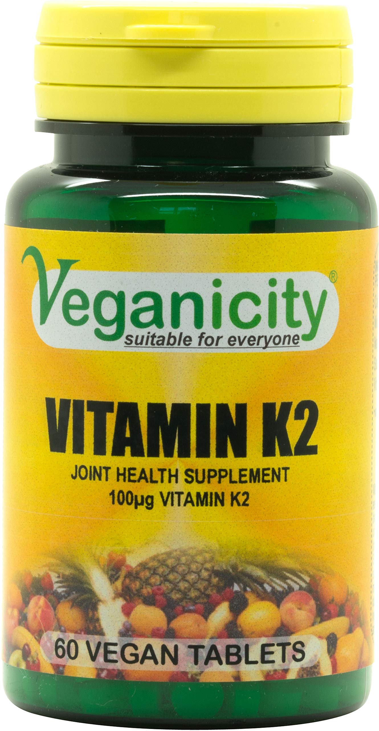 Veganicity Vitamin K2 (MK-7) 100µg : Bone & Circulation Health Supplement : 60 Tablets, in a Planet-Friendly 99% Recycled Pot