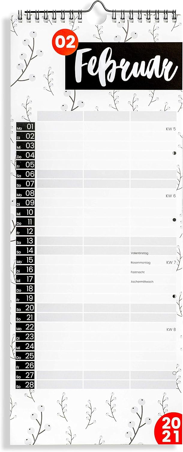 Planer für Zwei (Wandkalender 2021 mit 3 Spalten 17x42cm 