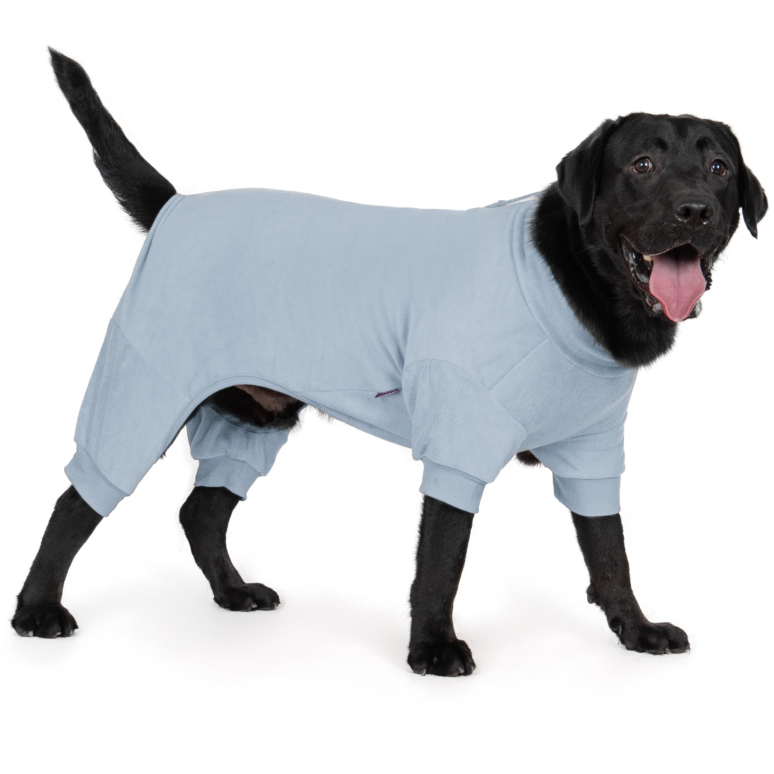 cyeollo Dog Pajamas XX-Large, Stretchable Fleece Pet Onesie Coat for Medium Large Sized Dogs Pjs Warm Puppy Jumpsuit Soft Cold Weather Dog Clothes Outfits, Light Blue XXL Image
