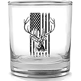 DAJDC Hunting Gift USA Tattered Worn Flag Buck Deer Old Fashioned Glass Drinking Cup Gift For Hunter Hunt (1)