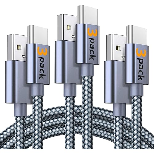 USB Type C Cable OULUOQI USB C Cable 3 Pack(3ft) Nylon Braided Fast Charging Cord(USB 2.0) Compatible with Samsung Galaxy S10 S9 Note 9 8 S8 Plus,LG V30 V20 G6 G5,Google Pixel