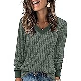 Sampeel Women's V Neck Long Sleeve Shirts – Dressy Casual Fall Tops, Soft Lightweight Tunic Sweaters Fashion Outfits 2026