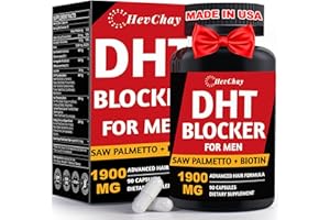 HEVCHAY DHT Blocker for Men | Extra Strength Saw Palmetto & Biotin Hair Growth Supplement - Hair Growth Vitamins - Hair Regrowth - Natural Hair Loss Supplements for Men - Proprietary Herbal Blends,1 Pack