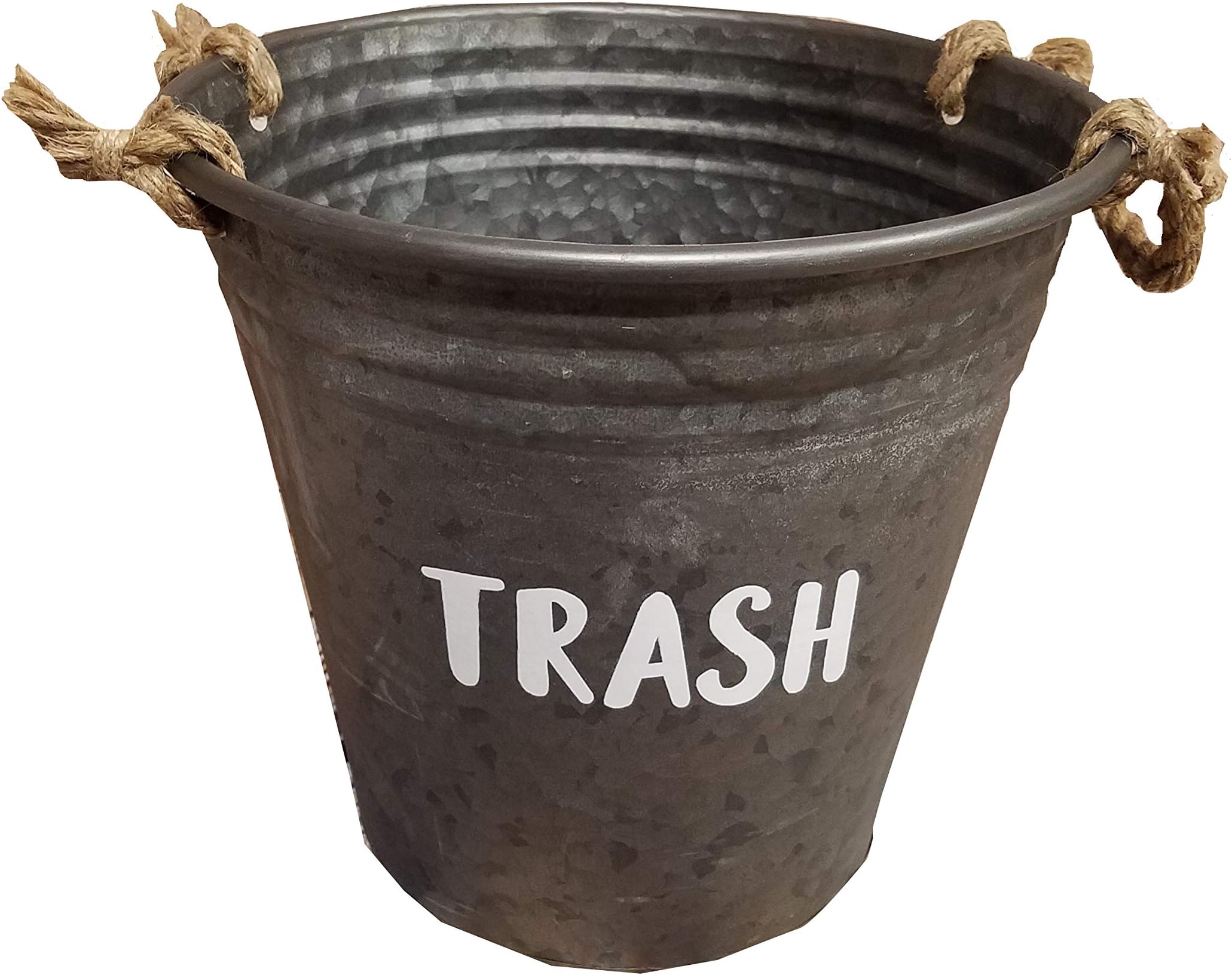 AHD Metal Wastebasket Trash Can with Rope Handles Kitchen Bath