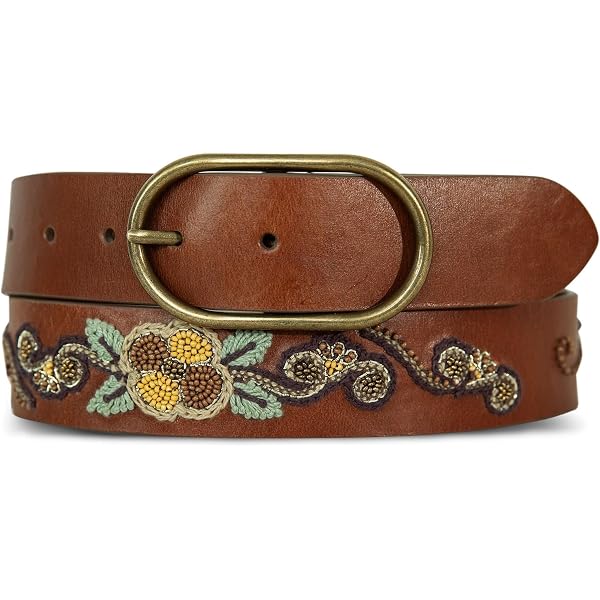 Patricia Nash Leather Vietri Tooled Belt (Black, M) at 