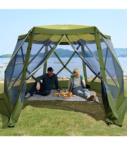 Amazon.com : TIMBER RIDGE Gazebo Tent Wind Screen Panel 2pc Green