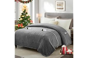 DREAMHOOD Heated Electric Blanket with 10 Heat Levels, Machine Washable Heated Blanket Full Size with 1-8 Hours Auto-Off, Over-Heat Protection, Flannel Heating Blanket with ETL Certified for Office,Sofa