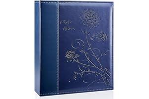 Miaikoe Photo Album 8x10 Clear Pages Pockets Leathe Cover Slip Slide in Photo Album Holds 50 Vertical 8x10 Photos Picture Book for Wedding Family (Blue)