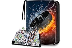 HESPLUS Hockey Card Binder, 9-Pocket Cards Holder,Trading Card Binder Fits 900 Cards With 50 Removable Double Sided Sleeves, 
