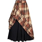 Scarlet Darkness Plaid Skirts for Women High Waist Long Skirt with Pockets