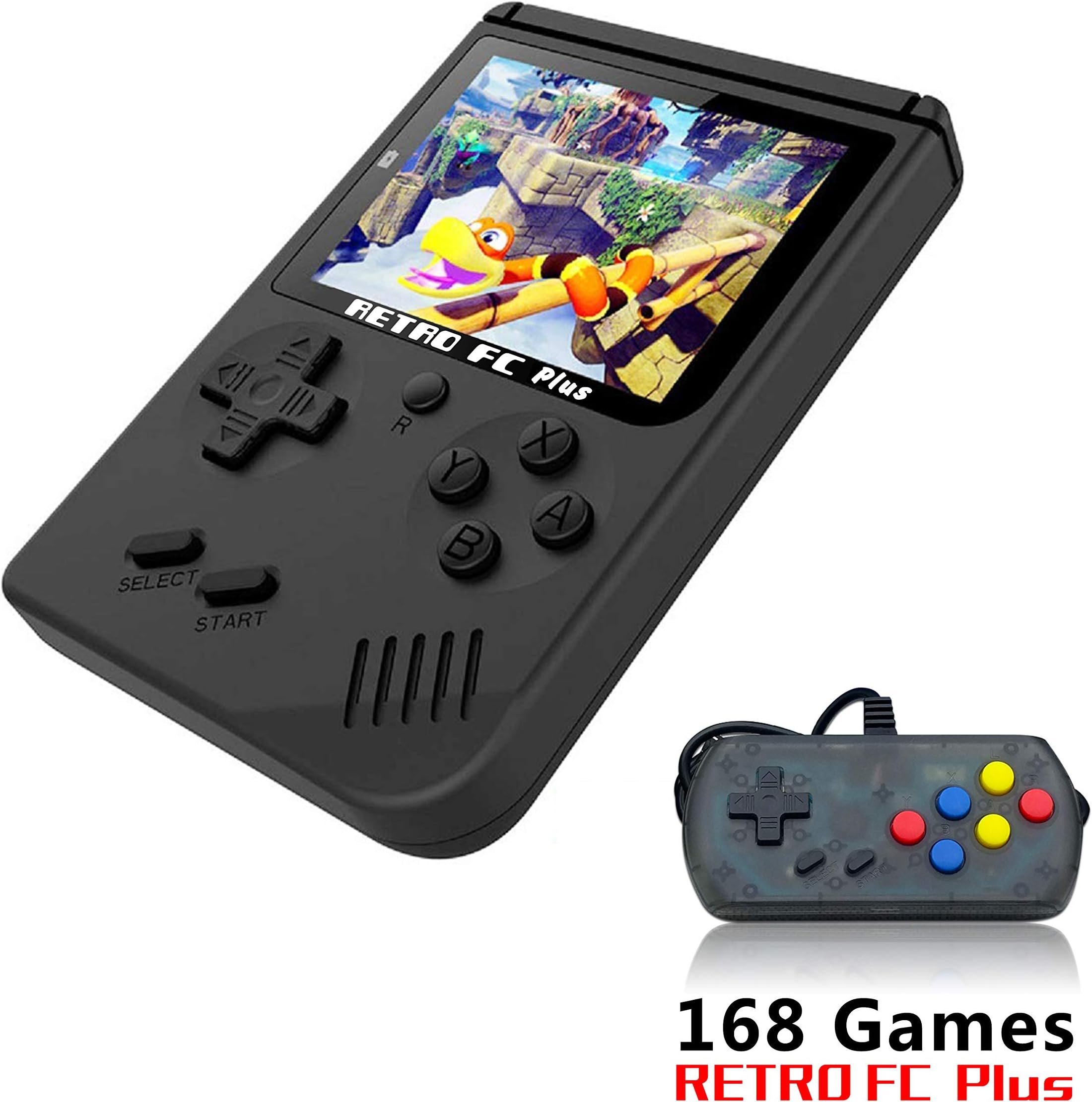 YLM Handheld Game Console, Retro FC Game Console with 1 PCS Joystick for Two Player, Video Game Console with 3 Inch 168 Classic Games , Birthday Present for Children (FC with one Joystick)