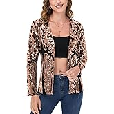 Anna-Kaci Women's Sparkly Sequin Cardigan Long Sleeve Open Front Glitter Party Evening Jacket