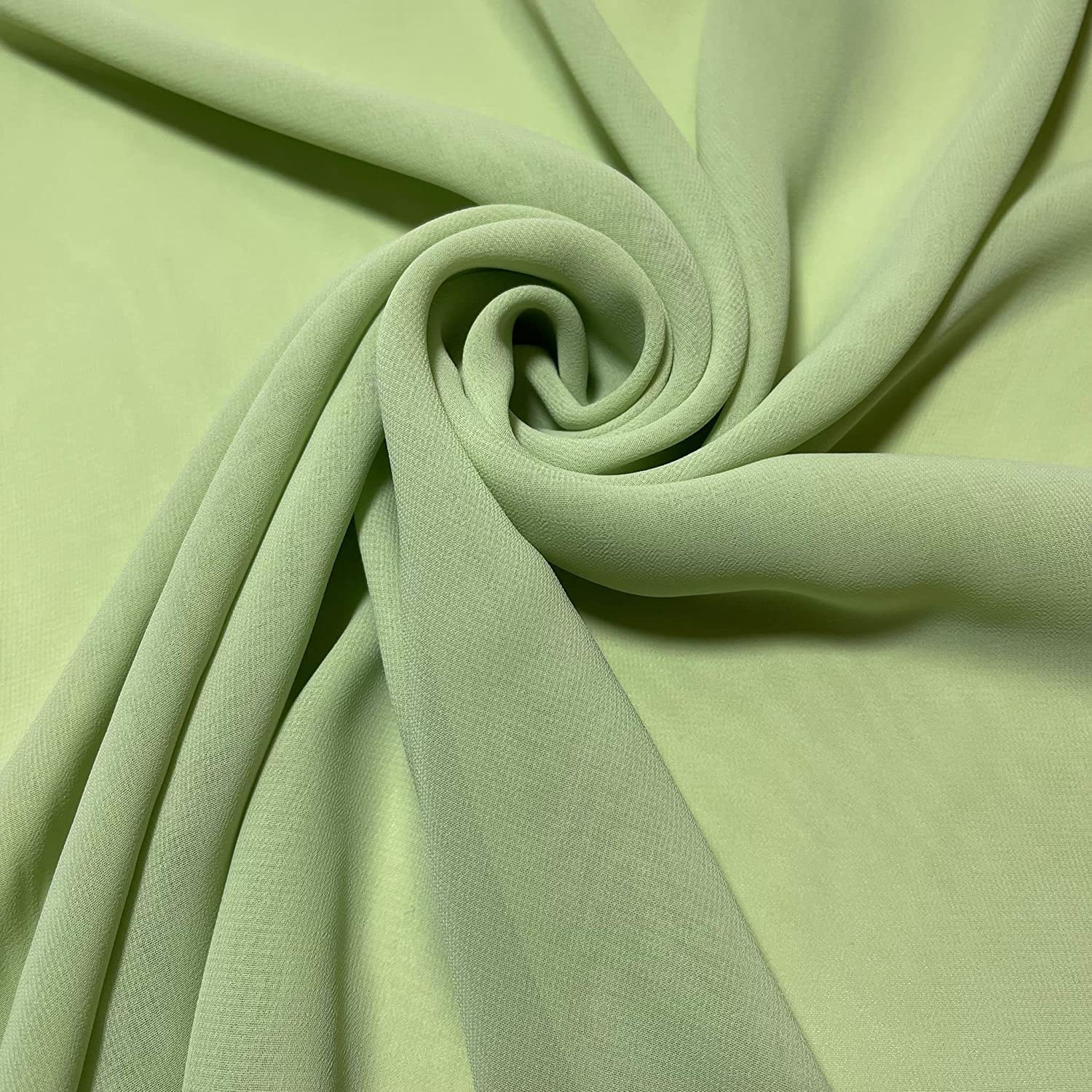 Clearance Chiffon Sheer Fabric Plain Soft Polyester Wedding Arch Dress Craft Material 44" - 112 cm Wide Sold As Pre - Cut Lengths (2 Meter, Mint)