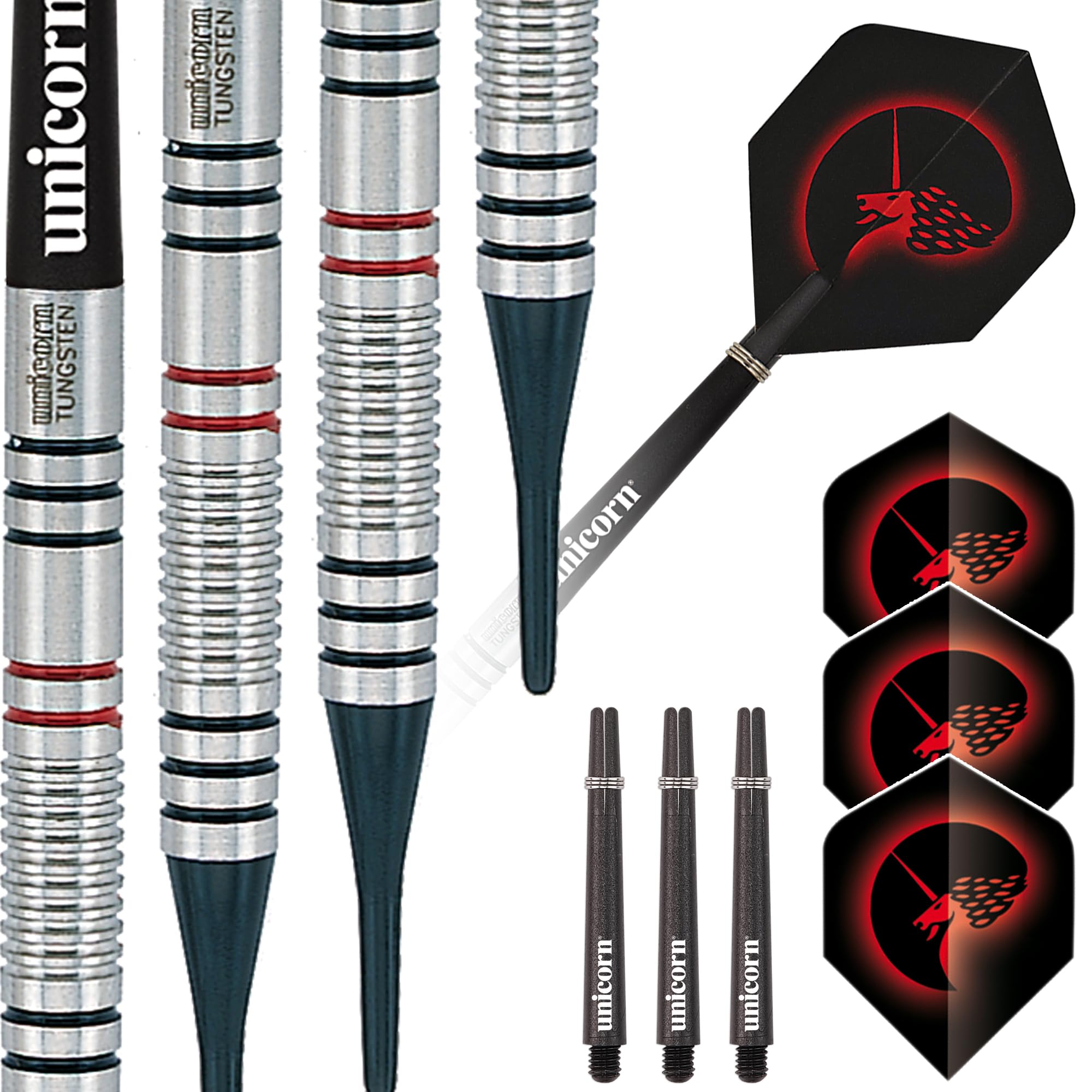 Unicorn Soft Tip Professional Darts Set | Core Plus | Tungsten Barrels | 17 g