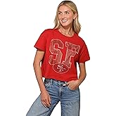 FOCO NFL Womens NFL Team Rhinestone Logo Crop Top T-Shirt