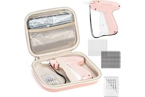 NIFUYOP Mini Stitch Gun for Clothes, Mini Clothing Stitcher Sewing Gun with Case, Speedy Clothing Quick Stitch Gun Stitchy Fixer, Tagging Gun Kit with 5000 Fasteners and 6 Needles, Blush Pink