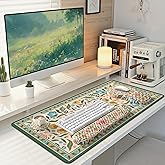 Anyshock Computer Mat and Mouse Pad Set,Floral Aesthetic Wrist Rest for Keyboard and Mouse with Coaster, Non-Slip Desk Protector Work from Home(Green and Pink)