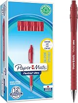 Paper Mate Flexgrip Ultra Retractable Ballpoint Pens Red 1.0mm 12 Count